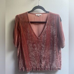 Madewell dusty rose velvet top